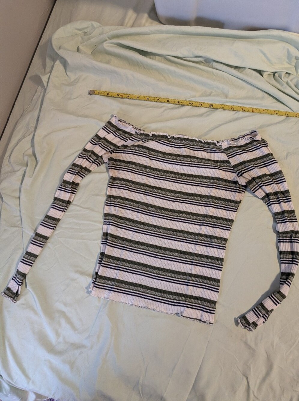 Charlotte Russe Striped Knit Top - Green, White & Black